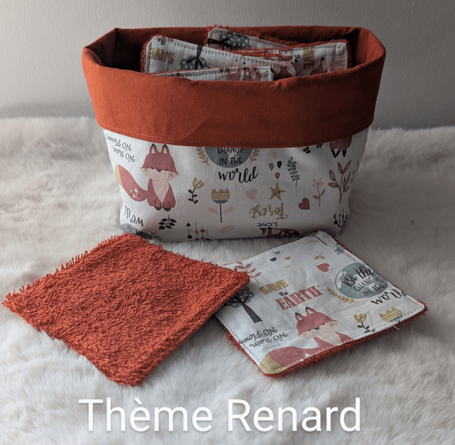 Panière et 8 lingettes lavables 