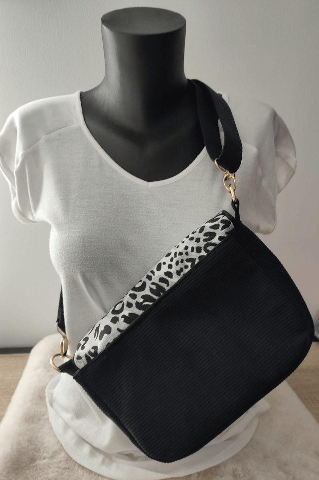 Sac pink pearl "noir félin"