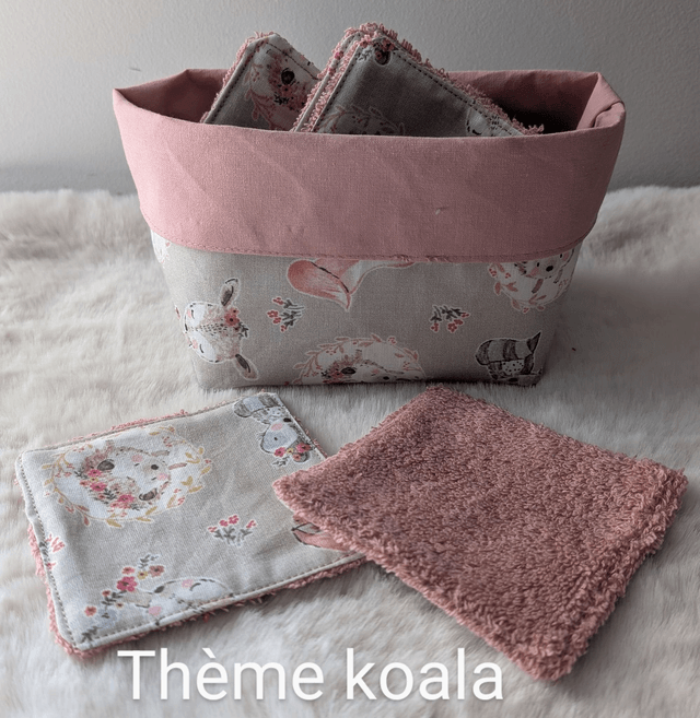 Panière et 8 lingettes lavables 