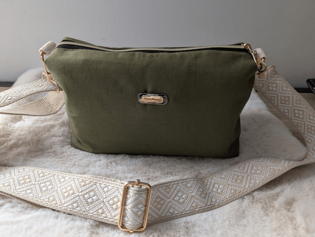 Sac toomoo en tissu demi natté kaki