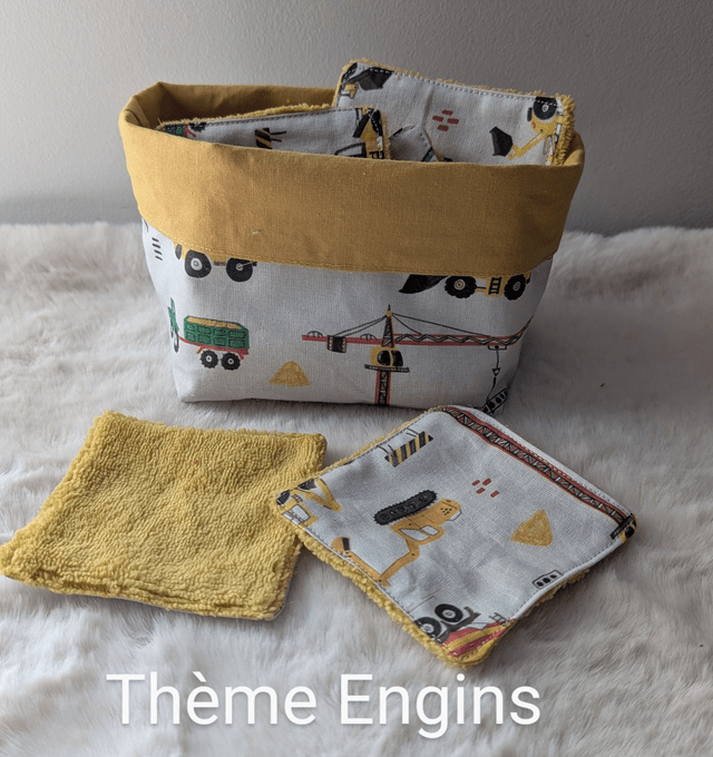 Panière et 8 lingettes lavables 