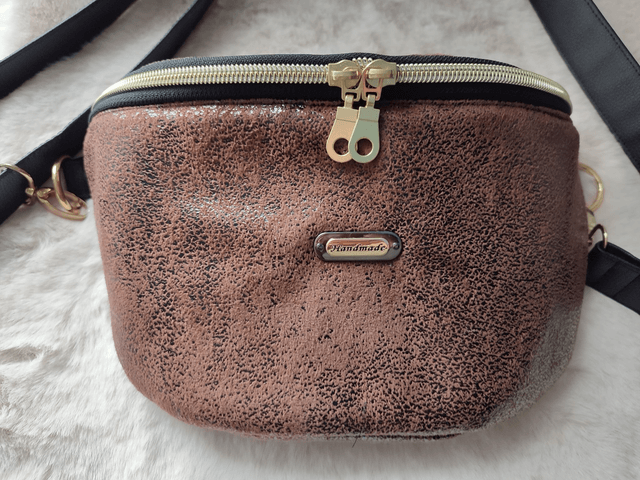 Sac banane en simili cuir marron effet vieilli 