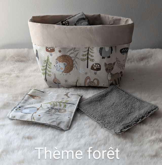 Panière et 8 lingettes lavables 